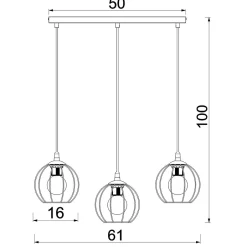 Hängelampen|Bürolampen*Luminex Hängelampe Metall Draht Schwarz E27 3-flammig L:61 cm