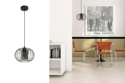 Hängelampen|Bürolampen*Belis Hängelampe Metall E27 Ø25 cm Schwarz blendarm Retro