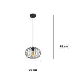 Hängelampen|Bürolampen*Belis Hängelampe Metall E27 rund Ø25 cm Schwarz Retro Design