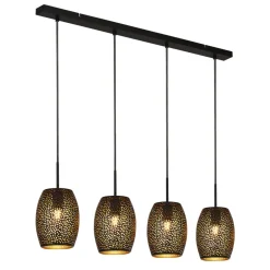 Hängelampen|Esszimmer Lampen*Searchlight Hängelampe Metall 4-flammig Schwarz Gold B: 90 cm E27