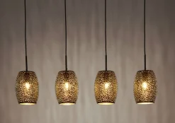 Hängelampen|Esszimmer Lampen*Searchlight Hängelampe Metall 4-flammig Schwarz Gold B: 90 cm E27