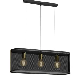 Luminex Hängelampe Metall 3-flammig länglich Loft Schwarz Gold< Hängelampen|Esszimmer Lampen