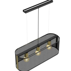 Luminex Hängelampe Metall 3-flammig länglich Loft Schwarz Gold< Hängelampen|Esszimmer Lampen