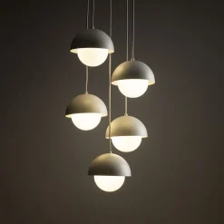 Hängelampen|Esszimmer Lampen*TK Lighting Hängelampe Metall Glas G9 H: max. 1,4 m Beige Weiß 5-flammig