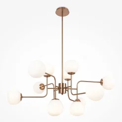 Maytoni Hängelampe Metall Glas H: max. 140 cm in Gold Weiß E14< Hängelampen|Esszimmer Lampen