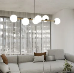 Emibig Hängelampe Metall Glas Kugelschirme E14 dekorativ< Hängelampen|Bürolampen