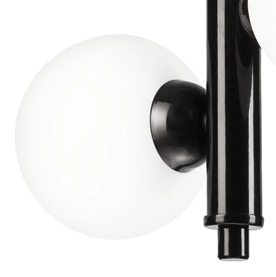 Lamkur Hängelampe Metall Glas Schwarz Weiß 2x E27 Kugelschirme< Schlafzimmer Lampen|Kugellampen