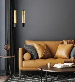 Belis Hängelampe Metall GU10 35 cm lang Schwarz Gold stilvoll< Hängelampen|Wohnzimmerlampen