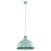 Esszimmer Lampen|Schlafzimmer Lampen*TK Lighting Hängelampe Metall Holz Ø 34 cm rund Mint Grün E27 Retro