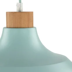 Esszimmer Lampen|Schlafzimmer Lampen*TK Lighting Hängelampe Metall Holz Ø 34 cm rund Mint Grün E27 Retro