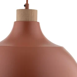 TK Lighting Hängelampe Metall Holz Ø 34 cm rund H: max. 170 cm Rot E27< Esszimmer Lampen|Schlafzimmer Lampen