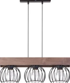 Sigma Hängelampe Metall Holz E27 3-flammig in Schwarz< Wohnzimmerlampen|Esszimmer Lampen