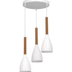 Wohnzimmerlampen|Esszimmer Lampen*Luminex Hängelampe Metall Holz Weiß Skandinavisches Design