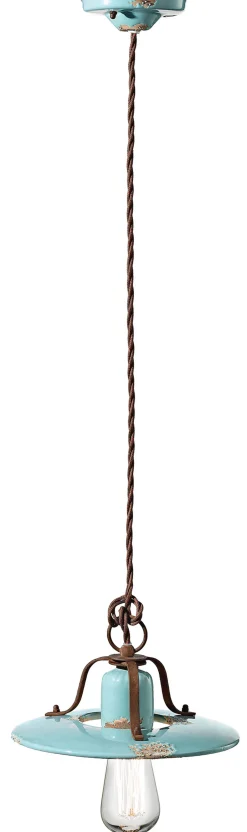 Ferroluce Hängelampe Metall Keramik E27 rund Ø 25 cm Vintage< Wohnzimmerlampen|Keramiklampen