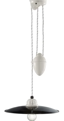 Ferroluce Hängelampe Metall Keramik E27 verstellbar Weiß Schwarz< Wohnzimmerlampen|Keramiklampen