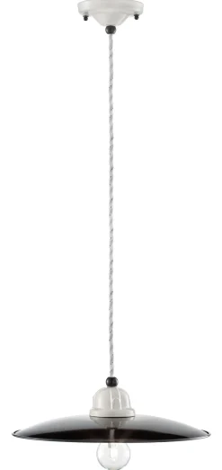 Ferroluce Hängelampe Metall Keramik E27 Ø 30 cm rund Weiß Schwarz< Wohnzimmerlampen|Keramiklampen