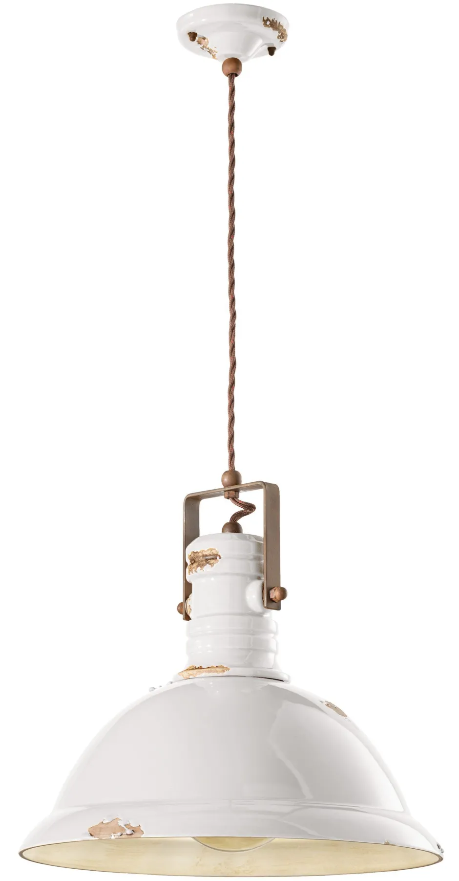 Ferroluce Hängelampe Metall Keramik D: 40 cm rund H: max. 156 cm< Wohnzimmerlampen|Keramiklampen