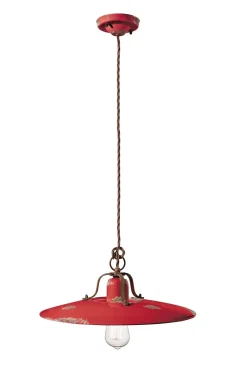 Ferroluce Hängelampe Metall Keramik E27 Ø 40 cm rund Vintage< Wohnzimmerlampen|Keramiklampen