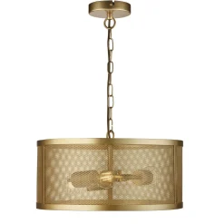 Hängelampen|Esszimmer Lampen*Searchlight Hängelampe Metall Mesh Ø 45 cm rund 3x E27 in Gold