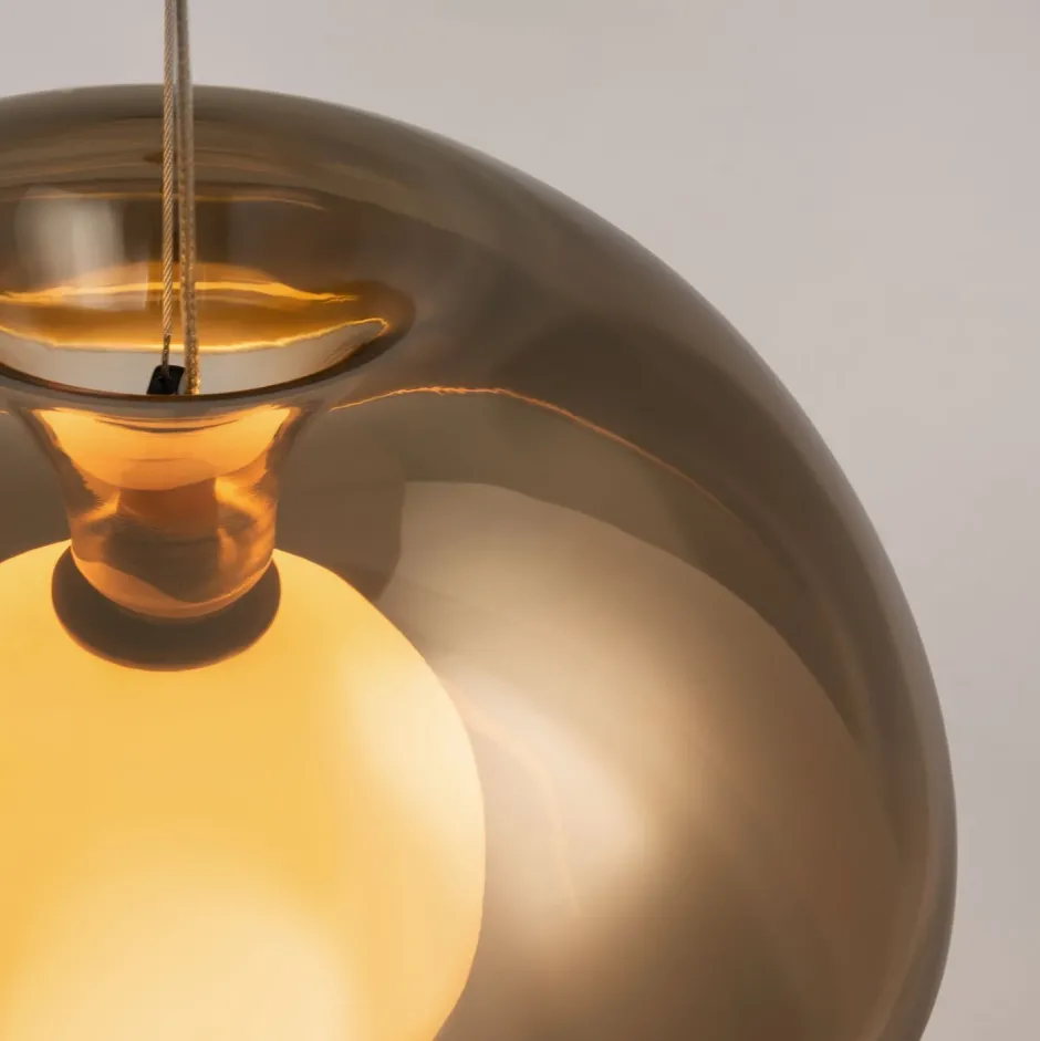 Hängelampen|Led Lampen*Maytoni Hängelampe Metall Rauchglas LED Ø 30,2 cm rund in Gold