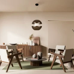 Hängelampen|Led Lampen*Maytoni Hängelampe Metall Rauchglas LED Ø 30,2 cm rund in Gold