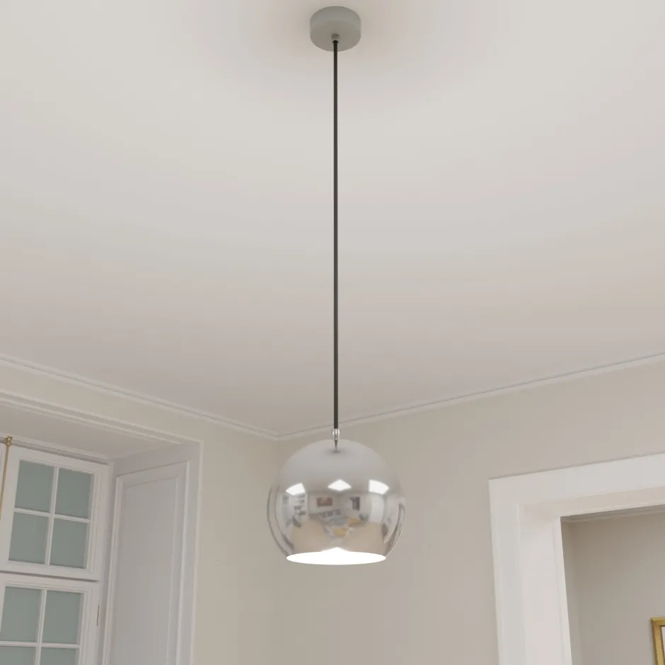 Hängelampen|Esszimmer Lampen*Easylight Hängelampe Metall rund Retro Chrom Kugelschirm