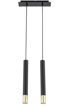 Sigma Hängelampe Metall Schwarz Gold Modern 2 Pendel Esszimmer< Moderne Lampen|Wohnzimmerlampen