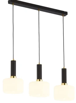 Hängelampen|Moderne Lampen*Jupiter Hängelampe Metall Schwarz Weiß Glas E27 blendarm