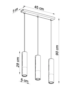 Sollux Hängelampe Metall Schwarz Chrom 3-flammig verstellbar< Hängelampen|Esszimmer Lampen