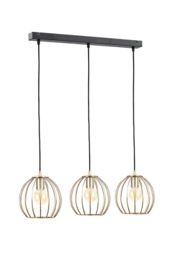 Keter Hängelampe Metall Schwarz Gold L:60cm E27 Retro< Hängelampen|Kugellampen