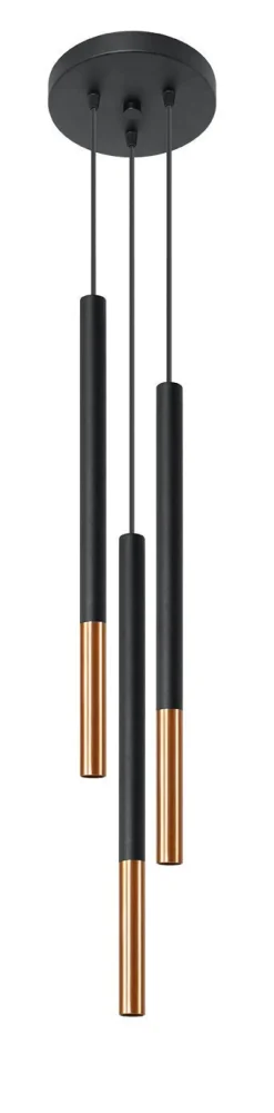 Moderne Lampen|Esszimmer Lampen*Sollux Hängelampe Metall Schwarz Kupfer höhenverstellbar G9