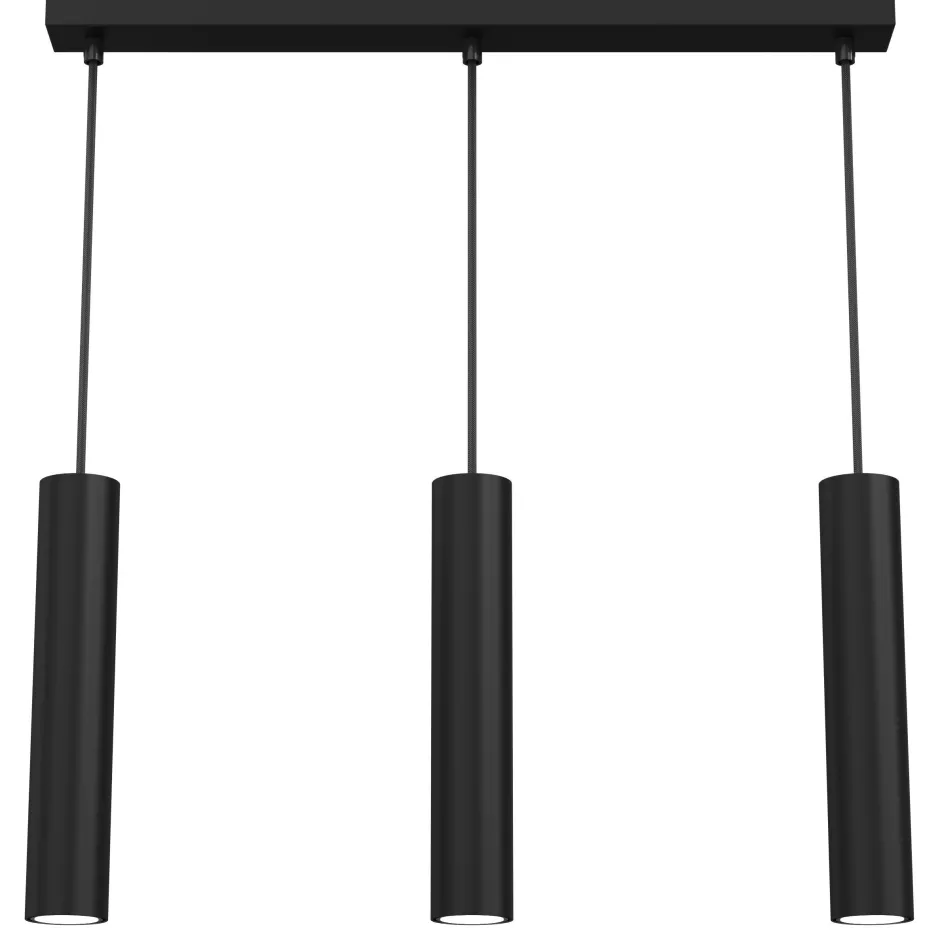 Moderne Lampen|Esszimmer Lampen*Luminex Hängelampe Metall Schwarz Modern 3-flammig GU10 VISHAL