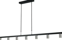 Hängelampen|Wohnzimmerlampen*Masterlight Hängelampe Metall Schwarz Nickel 180 cm breit ELSIE