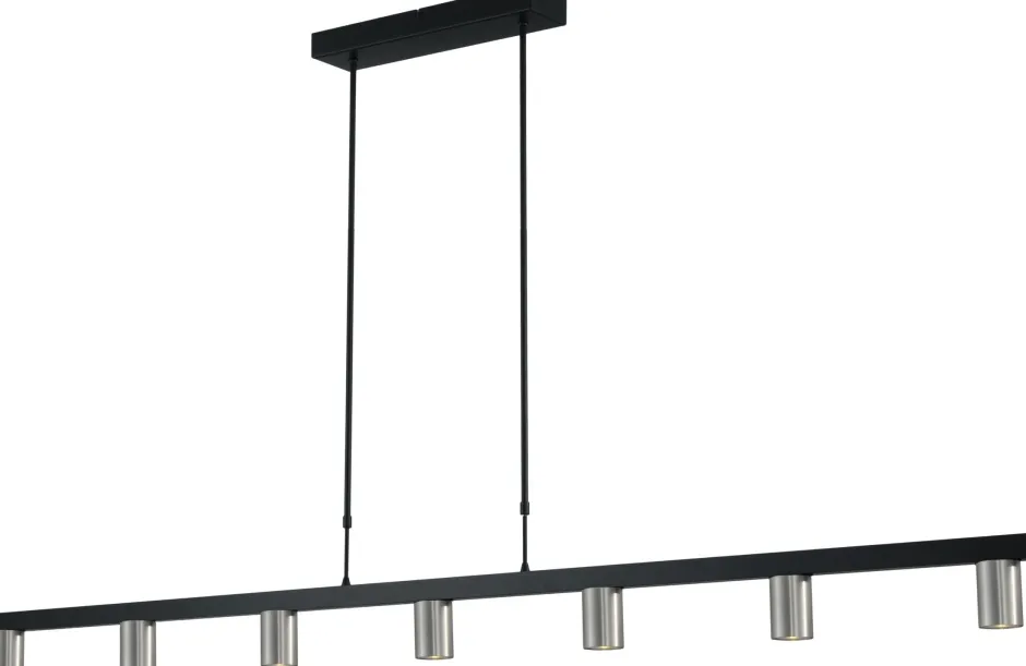 Hängelampen|Wohnzimmerlampen*Masterlight Hängelampe Metall Schwarz Nickel 180 cm breit ELSIE