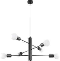 Sollux Hängelampe Metall Schwarz 6-flammig E27 Esstisch< Hängelampen|Wohnzimmerlampen