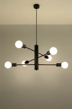 Sollux Hängelampe Metall Schwarz 6-flammig E27 Esstisch< Hängelampen|Wohnzimmerlampen