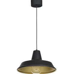 Küchenlampen|Industrie Lampen*Luminex Hängelampe Metall Schwarz Gold Ø36cm Mid Century