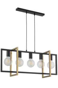 Moderne Lampen|Wohnzimmerlampen*Sigma Hängelampe Metall Schwarz Gold 5-flmg bis 0,8 m elegant