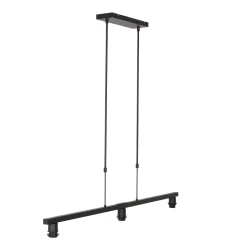 Hängelampen|Bürolampen*Steinhauer Hängelampe Metall Stoff in Schwarz Silber 140 cm lang