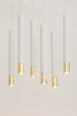 Moderne Lampen|Wohnzimmerlampen*Sigma Hängelampe Metall Weiß Gold Modern elegant THEANO