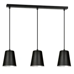 Hängelampen|Esszimmer Lampen*Emibig Hängelampe mit Schirm Schwarz Metall 3-flammig E27