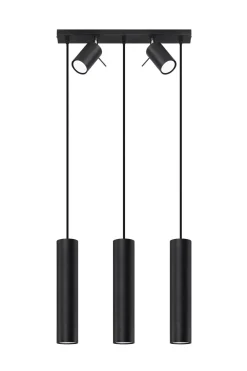 Wohnzimmerlampen|Moderne Lampen*Sollux Hängelampe mit Spot Metall 5-flammig länglich Schwarz