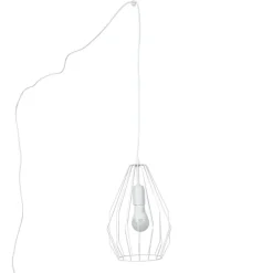 Hängelampen|Esszimmer Lampen*Easylight Hängelampe mit Stecker Weiß Käfig Schirm 5,5 m lang