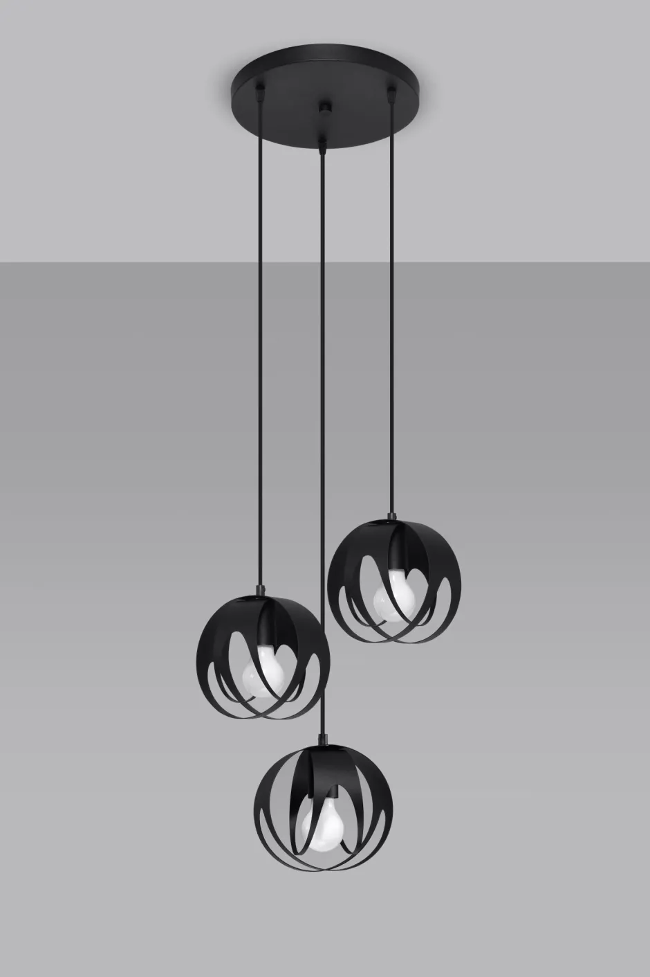 Sollux Hängelampe Modern Ø 30 cm Metall 3-flammig E27 Schwarz< Hängelampen|Esszimmer Lampen