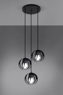 Sollux Hängelampe Modern Ø 30 cm Metall 3-flammig E27 Schwarz< Hängelampen|Esszimmer Lampen