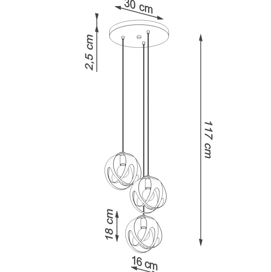 Sollux Hängelampe Modern Ø 30 cm Metall 3-flammig E27 Schwarz< Hängelampen|Esszimmer Lampen