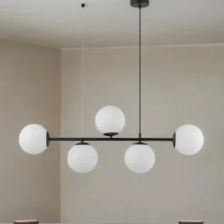 TK Lighting Hängelampe Modern B: 96 cm Metall Glas in Schwarz Weiß< Glaslampen|Metall Lampen