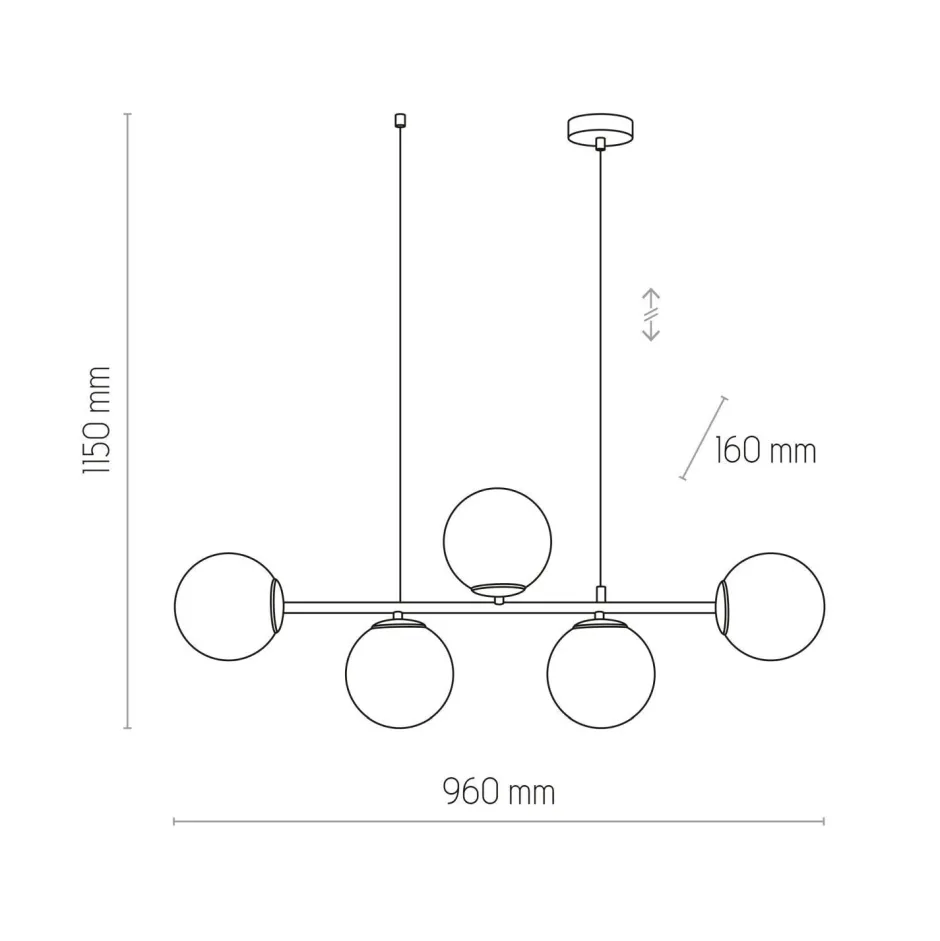 TK Lighting Hängelampe Modern B: 96 cm Metall Glas in Schwarz Weiß< Glaslampen|Metall Lampen