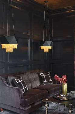 Elstead Hängelampe Modern Design Schwarz Gold Metall VENINA< Hängelampen|Esszimmer Lampen