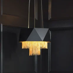 Elstead Hängelampe Modern Design Schwarz Gold Metall VENINA< Hängelampen|Esszimmer Lampen